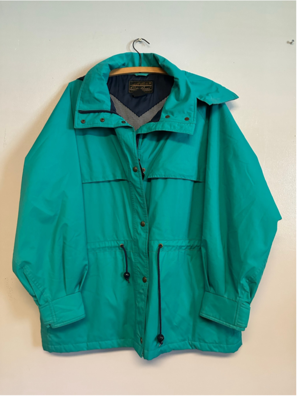 Vintage Eddie Bauer Utility Jacket Size XL Teal Blue Rain Coat Wind Breaker